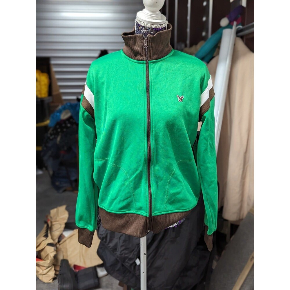 Vintage American Eagle Medium Sportswear Green Zip Up Track Jacket Grandpa Y2K